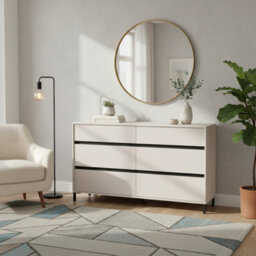 Amos Mann Furniture Corbett Cashmere 6 Drawer Wide 157Cm Chest Of Drawers - thumbnail 7