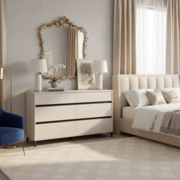 Amos Mann Furniture Corbett Cashmere 6 Drawer Wide 157Cm Chest Of Drawers - thumbnail 3