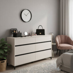 Amos Mann Furniture Corbett Cashmere 6 Drawer Wide 157Cm Chest Of Drawers - thumbnail 5