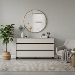 Amos Mann Furniture Corbett Cashmere 6 Drawer Wide 157Cm Chest Of Drawers - thumbnail 6
