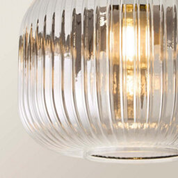 Valuelights Calpe Matte Black Semi Flush Ceiling Light With Ribbed Smoked Glass Shade - thumbnail 3