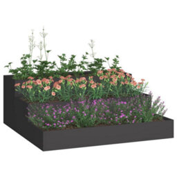 Berkfield Modern Garden Planter Black 90 X 90 X 35 Cm Steel - thumbnail 3