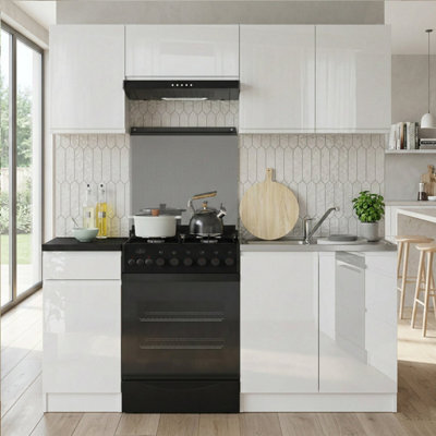 Heze Furniture Summer 5 Unit Handleless Kitchen Cabinets Set 180Cm In White Gloss - image 1