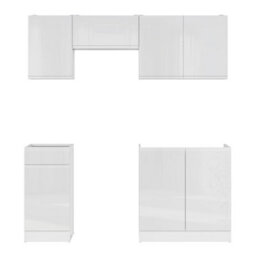 Heze Furniture Summer 5 Unit Handleless Kitchen Cabinets Set 180Cm In White Gloss - thumbnail 4