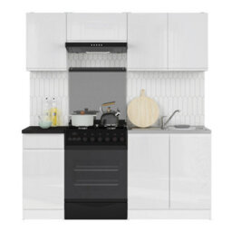 Heze Furniture Summer 5 Unit Handleless Kitchen Cabinets Set 180Cm In White Gloss - thumbnail 3