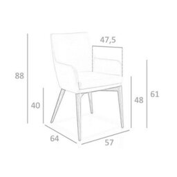 Angel Cerda Stylish White Leatherette Dining Chair With Armrests - thumbnail 7