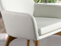 Angel Cerda Stylish White Leatherette Dining Chair With Armrests - thumbnail 4