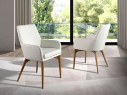 Angel Cerda Stylish White Leatherette Dining Chair With Armrests - thumbnail 2