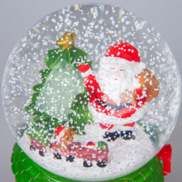 Shatchi Musical Christmas Snowglobe Large Water Ball Features Christmas Santa Snowman Scene House Resin Base- 10X15Cm - thumbnail 5