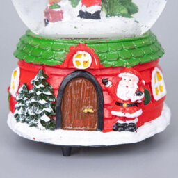 Shatchi Musical Christmas Snowglobe Large Water Ball Features Christmas Santa Snowman Scene House Resin Base- 10X15Cm - thumbnail 4