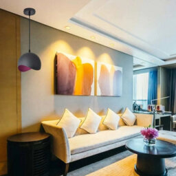 Simple Lighting Black Half Sphere Pendant Light With Purple Lining, 200mm Diameter, E27 Base - thumbnail 2