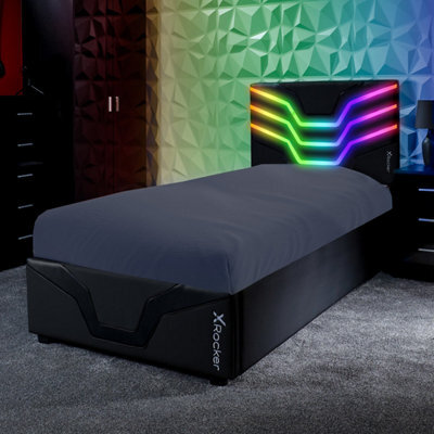X Rocker Cosmos Led Single Ottoman Gaming Bed With Mattress - Black Rgb - image 1