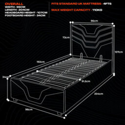X Rocker Cosmos Led Single Ottoman Gaming Bed With Mattress - Black Rgb - thumbnail 6
