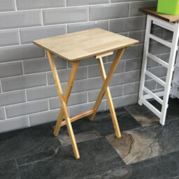 Portable Folding Snack & Laptop Table - Natural Wood Side Desk - thumbnail 1