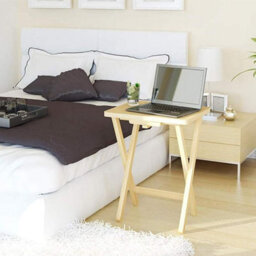Portable Folding Snack & Laptop Table - Natural Wood Side Desk - thumbnail 3