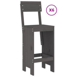 Berkfield 7 Piece Garden Bar Set Grey Solid Wood Pine - thumbnail 3
