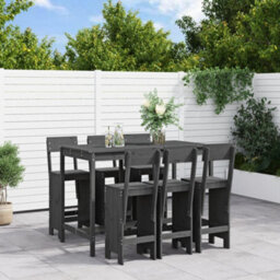 Berkfield 7 Piece Garden Bar Set Grey Solid Wood Pine