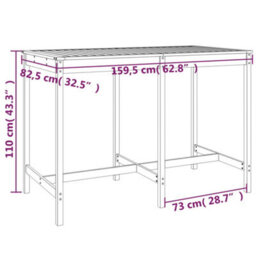 Berkfield 7 Piece Garden Bar Set Grey Solid Wood Pine - thumbnail 9