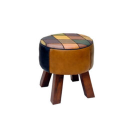 Minster Leather Harlequin Stool - L40 X W40 X H42 Cm