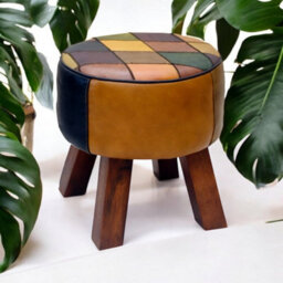 Minster Leather Harlequin Stool - L40 X W40 X H42 Cm - thumbnail 4