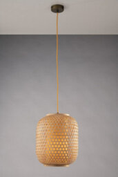 Luminosa Lighting Luminosa Zen Cylindrical Pendant Ceiling Light Wood 30X37Cm - thumbnail 2