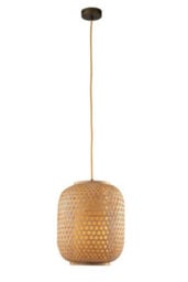 Luminosa Lighting Luminosa Zen Cylindrical Pendant Ceiling Light Wood 30X37Cm - thumbnail 1