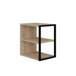 Decortie Echo Modern 3-Tier Sofa End Side Table Bedside Metal Frame Oak Living Room - thumbnail 2