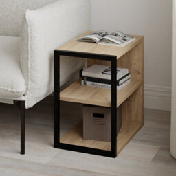 Decortie Echo Modern 3-Tier Sofa End Side Table Bedside Metal Frame Oak Living Room - thumbnail 5