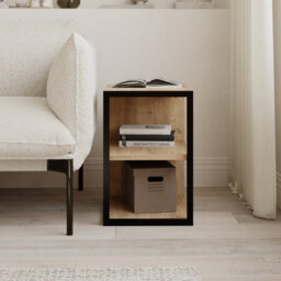 Decortie Echo Modern 3-Tier Sofa End Side Table Bedside Metal Frame Oak Living Room - thumbnail 4