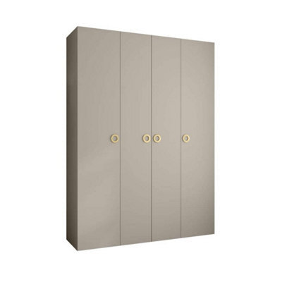 Arte Elegant Cashmere Como I Hinged Door Wardrobe H2460mm W1800mm D500mm, Four Doors, Sixteen Shelves, Two Hanging Rails, Gold Handles - image 1