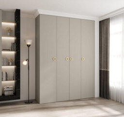 Arte Elegant Cashmere Como I Hinged Door Wardrobe H2460mm W1800mm D500mm, Four Doors, Sixteen Shelves, Two Hanging Rails, Gold Handles - thumbnail 2