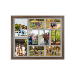 AK Frames 20X16 Walnut Sleek Multi Photo Frame With Silver Mount - Holds 9 Apertures (2X) 7X5, (7X) 6X4 Photos