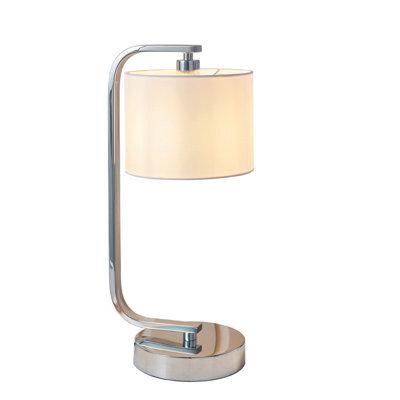 Anson Lighting Evan Chrome And Faux White Silk Table Lamp - image 1