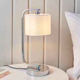 Anson Lighting Evan Chrome And Faux White Silk Table Lamp - thumbnail 2