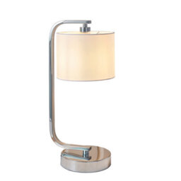 Anson Lighting Evan Chrome And Faux White Silk Table Lamp - thumbnail 1
