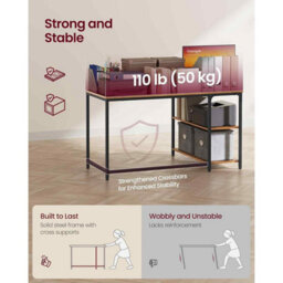 L-Shaped Corner Office Desk, Computer Workstation With Reversible Adjustable Storage Shelves, Rustic Brown - thumbnail 5