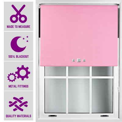 Triple Square Eyelet Blackout Roller Blind With Metal Fittings Free Alteration By Furnished - Pink (W)210Cm X (L)210Cm
