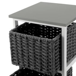 Livivo Bedside Table Storage Cabinet W/ 2 Drawers Wicker Baskets - Fully Assembled, Great For Living Room, Office, Home & Bedroom - thumbnail 8