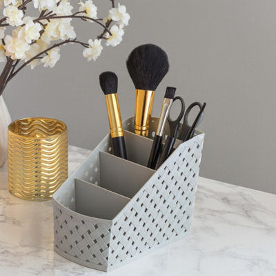 Multi-Compartment Plastic Desk & Drawer Storage Organiser Set 2Pack - Grey Small Size - image 1