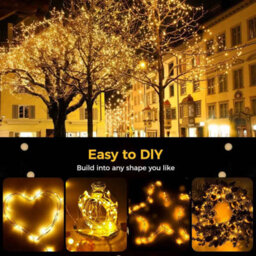 Solar Christmas Fairy String Lights, Ip65 Waterproof Outdoor Silver Wire For Yard, Patio, Garden, Wedding Decor - thumbnail 2