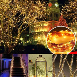 Solar Christmas Fairy String Lights, Ip65 Waterproof Outdoor Silver Wire For Yard, Patio, Garden, Wedding Decor - thumbnail 4