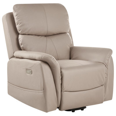 Beliani Electric Recliner Chair Glorie With Massage Faux Leather Taupe - image 1