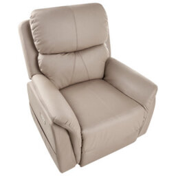 Beliani Electric Recliner Chair Glorie With Massage Faux Leather Taupe - thumbnail 6