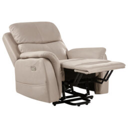 Beliani Electric Recliner Chair Glorie With Massage Faux Leather Taupe - thumbnail 4