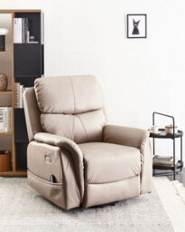Beliani Electric Recliner Chair Glorie With Massage Faux Leather Taupe - thumbnail 2
