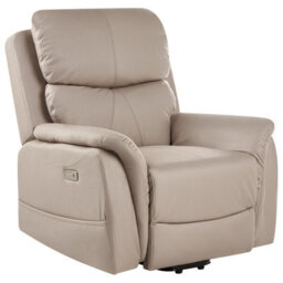 Beliani Electric Recliner Chair Glorie With Massage Faux Leather Taupe - thumbnail 1