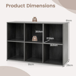 Grey Modern 6 Cube Bookshelf Display Rack Horizontal Vertical Bookcase Organizer - thumbnail 2