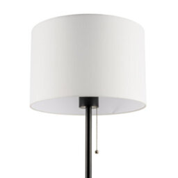 Happy Homewares Classic Matte Black Floor Lamp With Metal Pull Switch And Cotton Shade - thumbnail 6