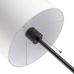 Happy Homewares Classic Matte Black Floor Lamp With Metal Pull Switch And Cotton Shade - thumbnail 5