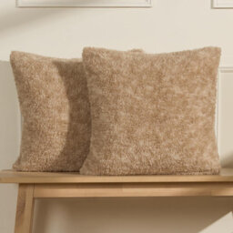 OHS 2 Pack Teddy Marl Fleece Cushion Covers, Natural - 45 X 45Cm - thumbnail 2